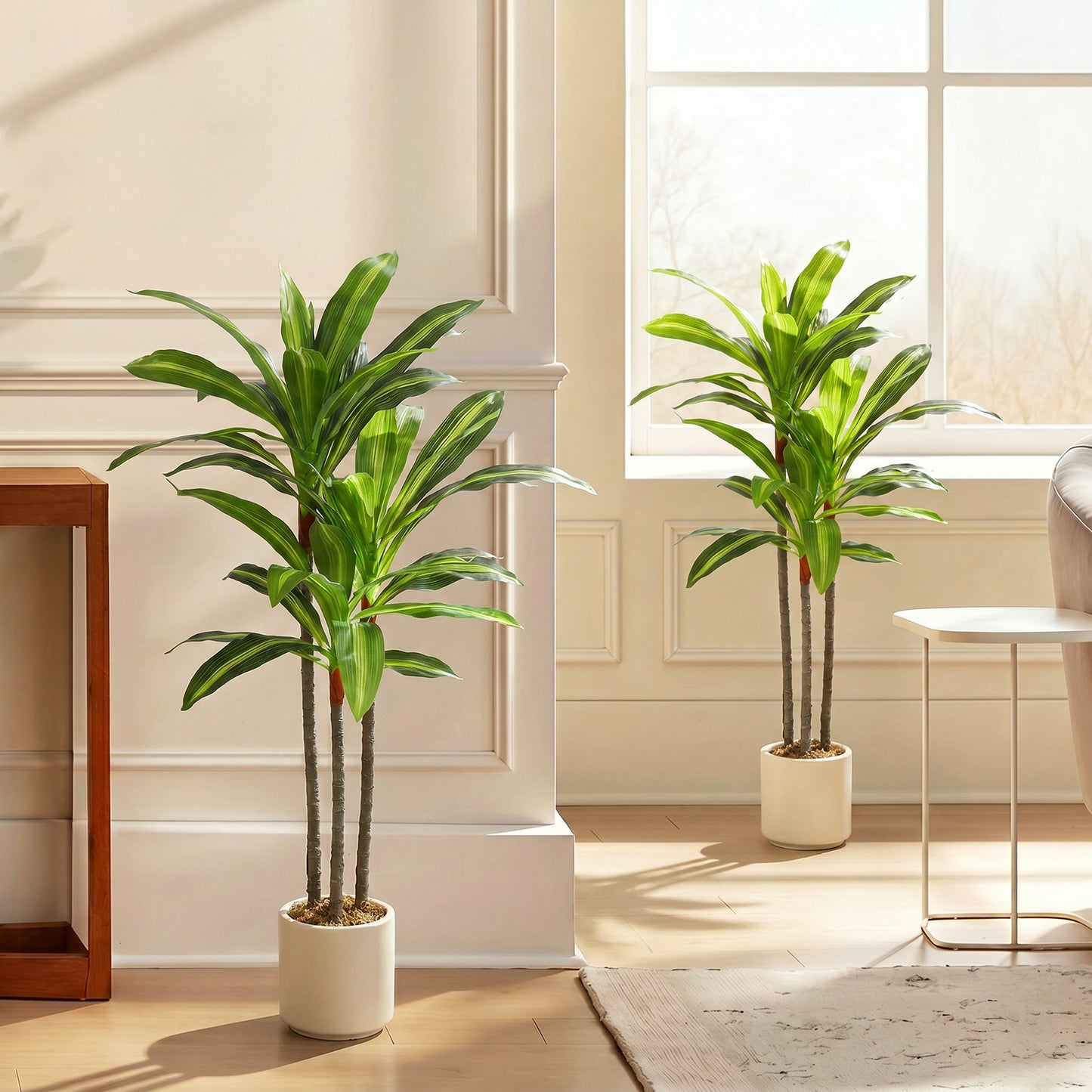 HOMCOM 90cm Lifelike Artificial Dracaena Tree With Bendable Trunks Realistic Green Leaves For Home Decor