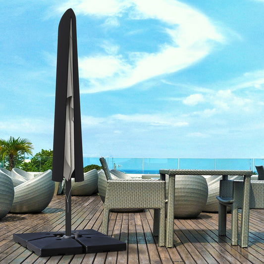 Outsunny Garden Parasol Cover 60 x 160 cm for 2 to 4.6 m Umbrellas Weatherproof Polyester Zipper Black