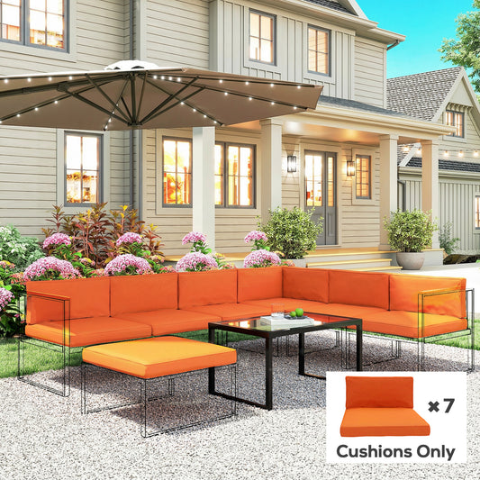 Outsunny 14 Dining Set Cushions Orange Replacement Cushions For Outdoor Rattan Sofa Set 7 Seat Cushions 7 Back Cushions