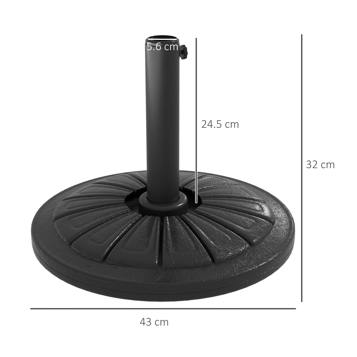 Outsunny Heavy Duty Concrete Umbrella Base Holder With Steel Pole Round Parasol Stand For Patio Garden Outdoor Black