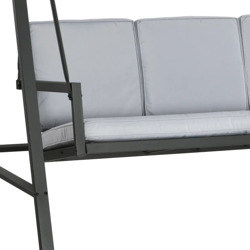 Outsunny Three-Seat Garden Swing Chair with Adjustable Canopy - Grey Patio Swing Bench for Outdoor Relaxation - ALL4U RETAILER LTD