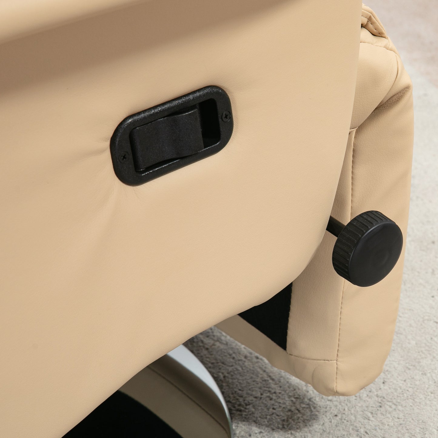 HOMCOM Manual Adjustable Swivel Recliner Chair With Footrest Padded Arms PU Leather Upholstery Beige