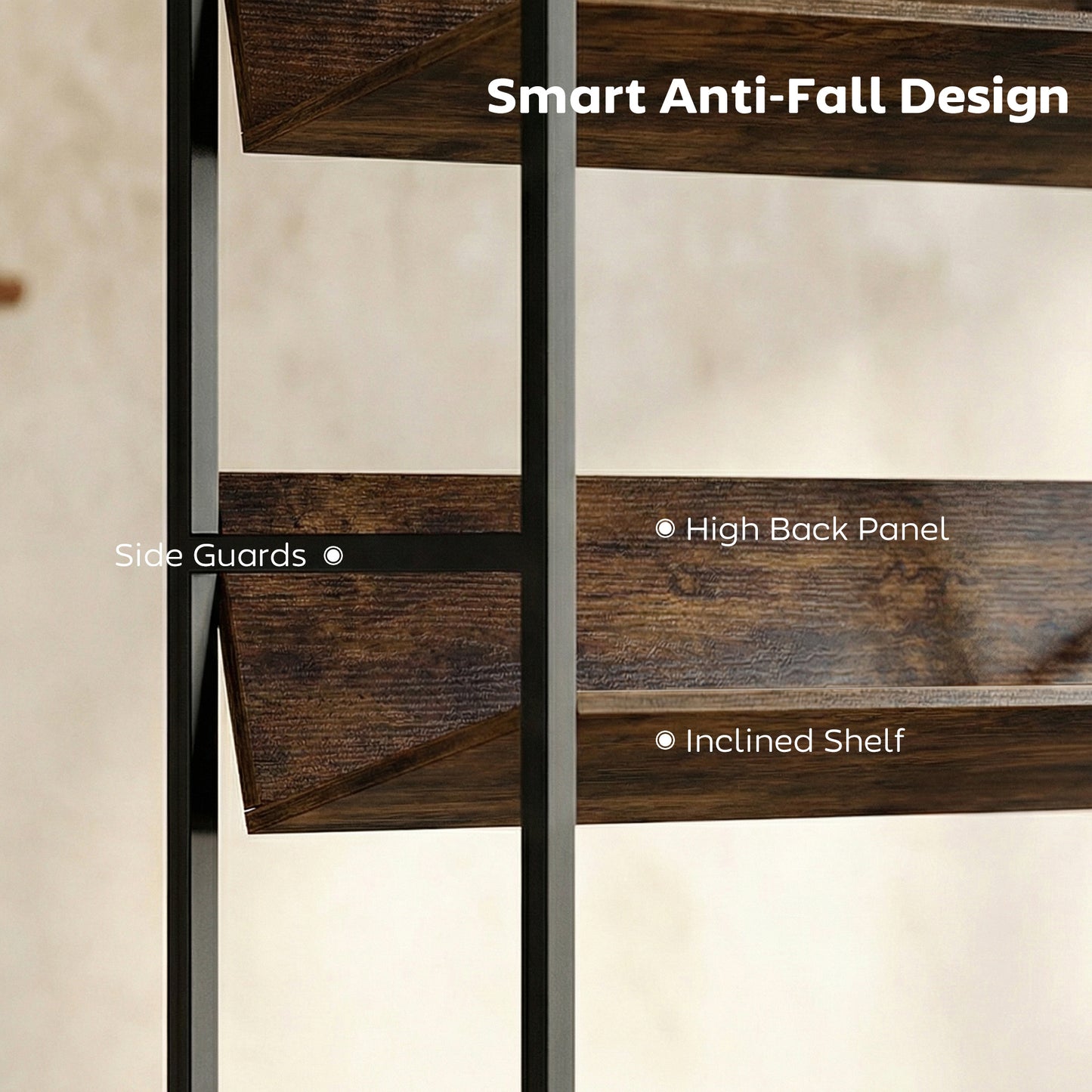 HOMCOM 5 Tier Metal Frame Bookshelf Room Divider With Storage Shelves Rustic Brown For Living Room