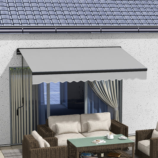 Outsunny 3 x 2m Aluminium Frame Electric Awning Retractable Awning Sun Canopies Patio Door Window Light Grey - ALL4U RETAILER LTD