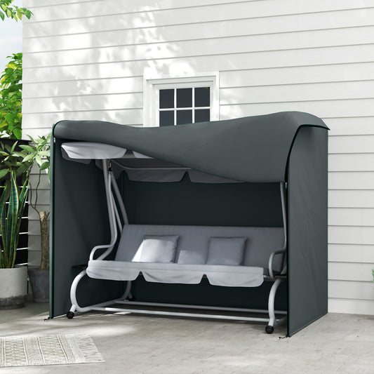 Outsunny 220 By 125 Cm Three Seater Swing Chair Protective Cover Grey Weatherproof Waterproof PU Coated Oxford Cloth