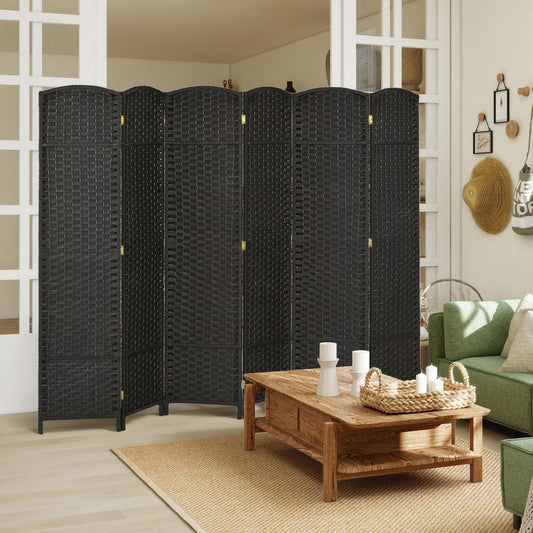 HOMCOM 6 Panel Folding Room Divider Freestanding Privacy Screen For Living Room Bedroom And Office Black 240 X 170 Cm