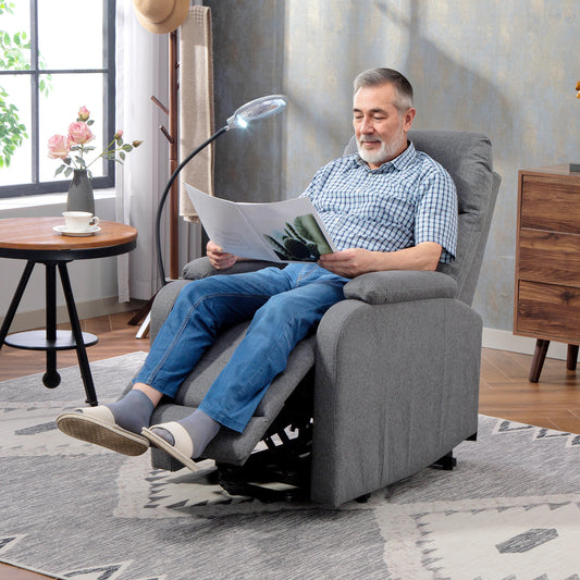 HOMCOM Electric Rise And Recline Armchair With Built In LED Reading Light For Mobility Grey