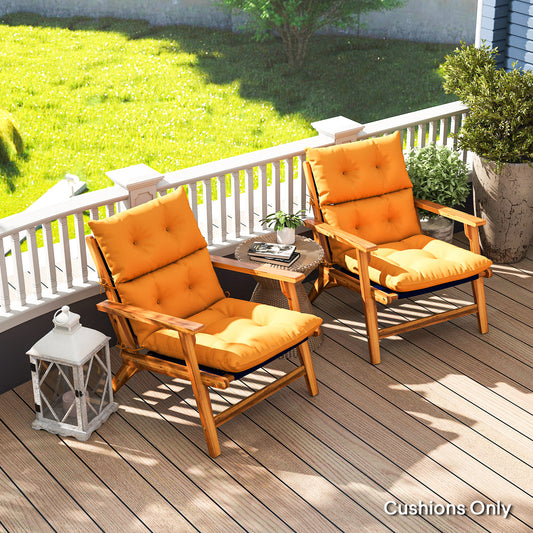 Outsunny Set Of 2 Rocking Chair Cushions Padded Seat Cushions With Tie Fastenings Orange For Garden Patio