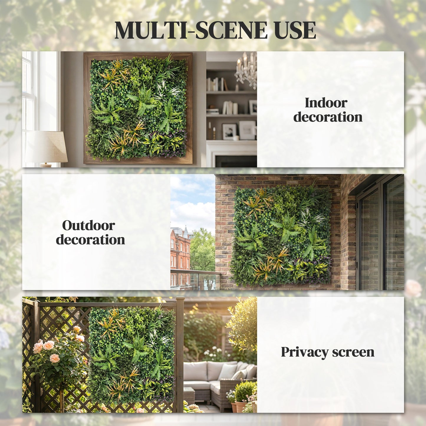 Outsunny Artificial Grass Wall Panels 100 X 100 Cm With Tie Connectors Greenery Backdrop For Outdoor Privacy