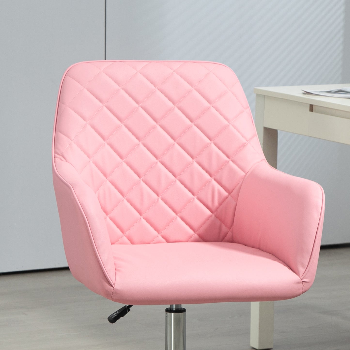 Vinsetto Stylish Pink Leather-Look Office Chair with Adjustable Height and Rolling Wheels for Home Use - ALL4U RETAILER LTD