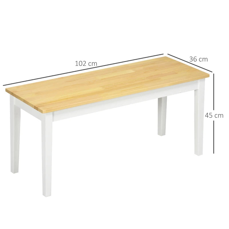 HOMCOM 102 cm Wood Dining Bench for 2 People | Wooden Bench for Kitchen, Dining Room, Entryway | Natural Wood Effect - ALL4U RETAILER LTD