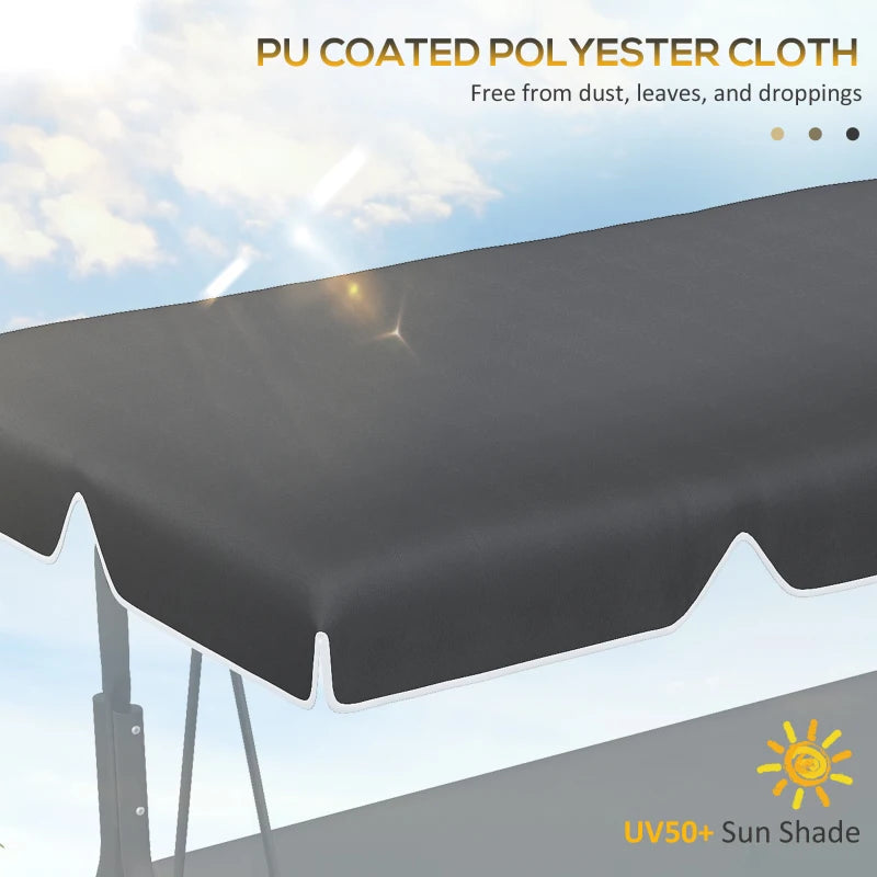 Outsunny 2 Seater Garden Swing Canopy Replacement Cover - UV50+ Sun Shade in Black (Canopy Only) for Stylish Outdoor Comfort - ALL4U RETAILER LTD