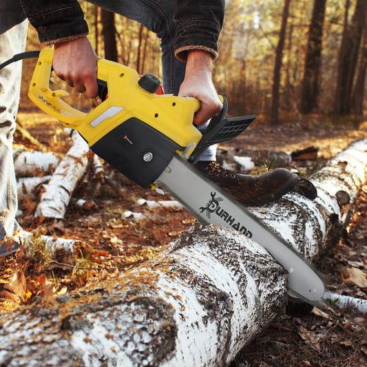 DURHAND 2000W Electric Chainsaw 16 Inch Aluminum Blade Corded Portable For Garden Pruning With Auto Chain Lubrication And Double Chain Brake