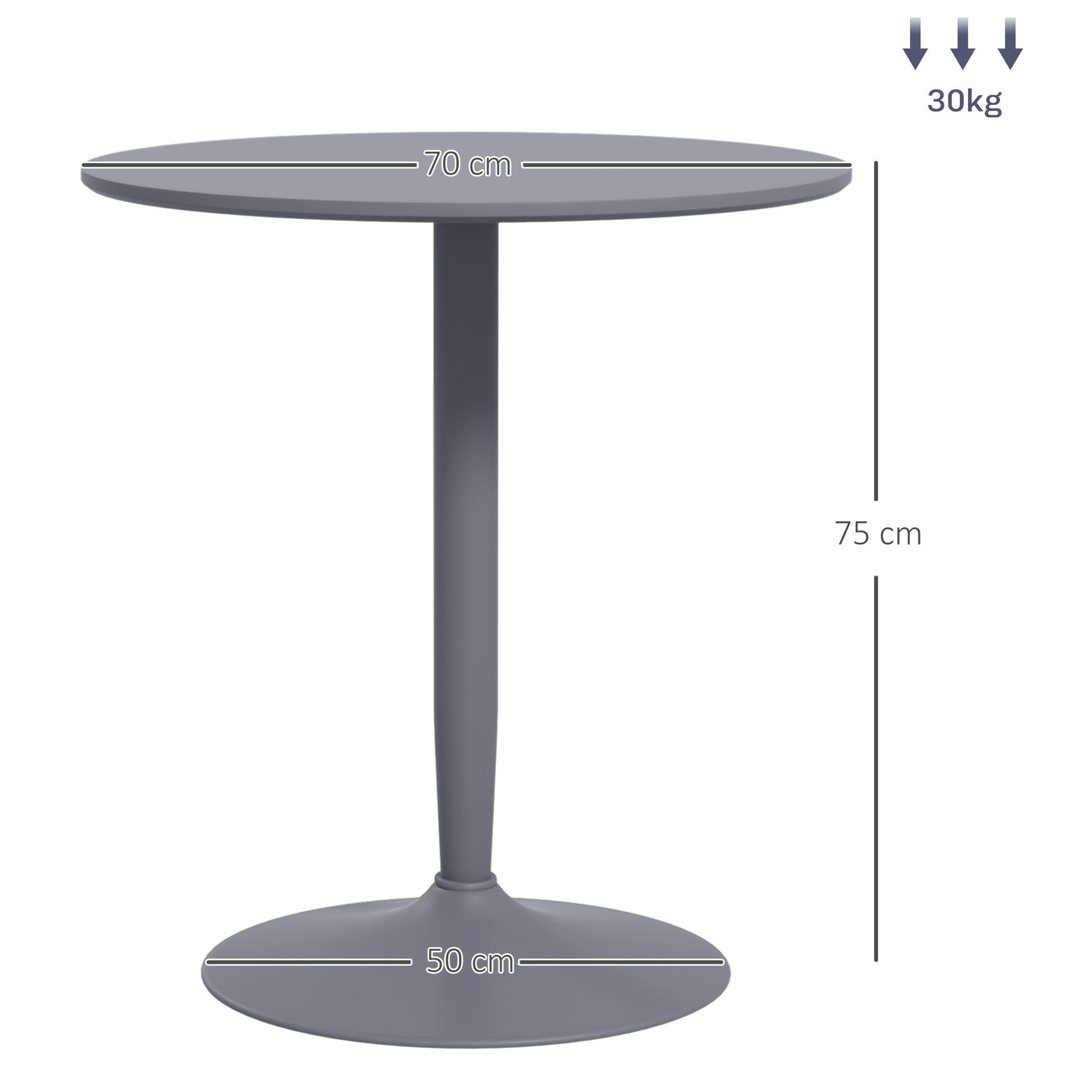 HOMCOM Compact Grey Round Dining Table with Steel Base and Non-Slip Foot Pads - ALL4U RETAILER LTD