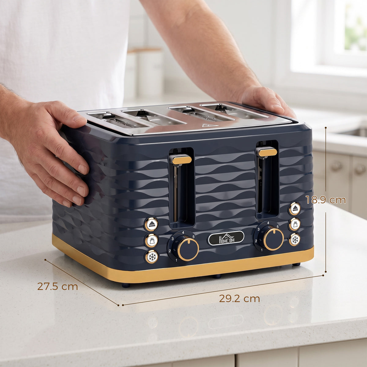 Homcom 4 Slice Toaster With High Lift And 7 Browning Levels