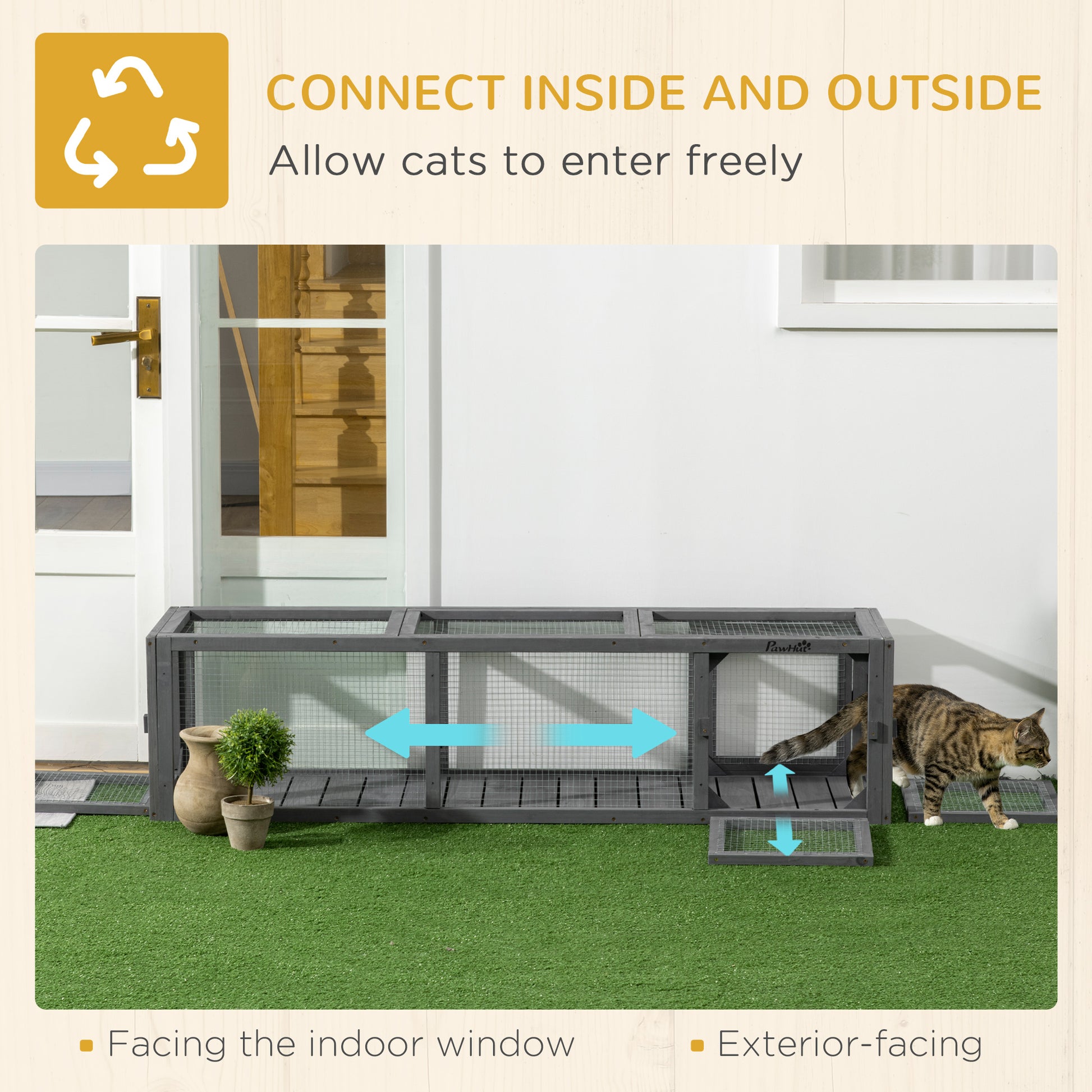 PawHut Extra Long Cat Play Tunnel 150cm with Multiple Entrances for Indoor/Outdoor Use - Dark Grey - ALL4U RETAILER LTD