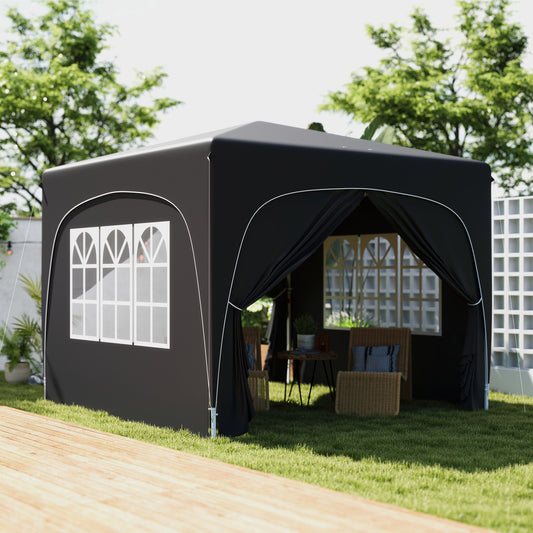 Outsunny 3 x 3m Pop Up Gazebo Shelter With Accessories Black UPF50 Plus UV Protection And Adjustable Height