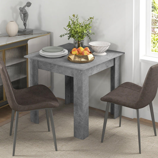 HOMCOM Square Dining Table, Modern Dining Room Table with Faux Cement Effect, Space Saving Small Dining Table - ALL4U RETAILER LTD