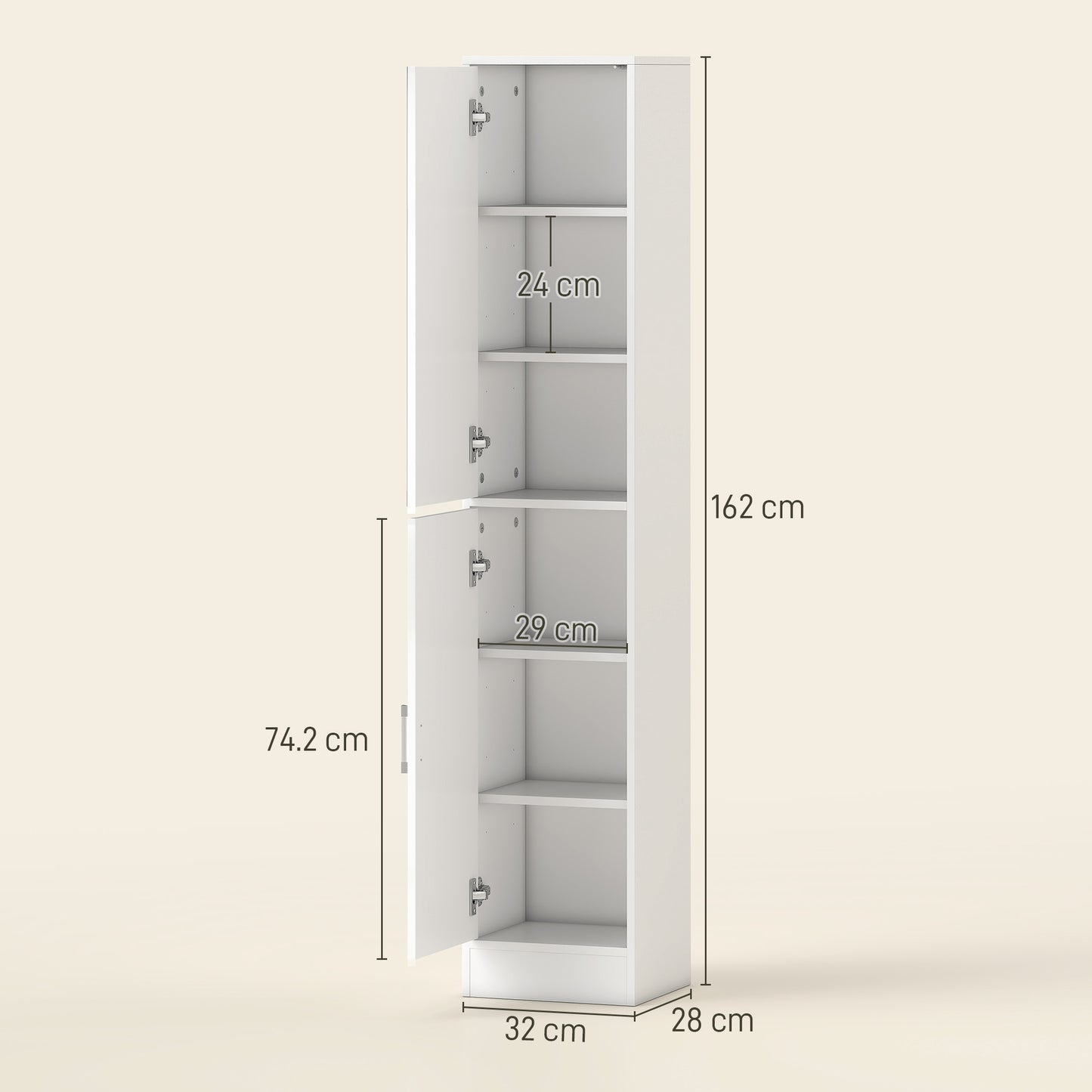 Kleankin Tall Bathroom Cabinet With Mirror And Adjustable Shelf In High Gloss White