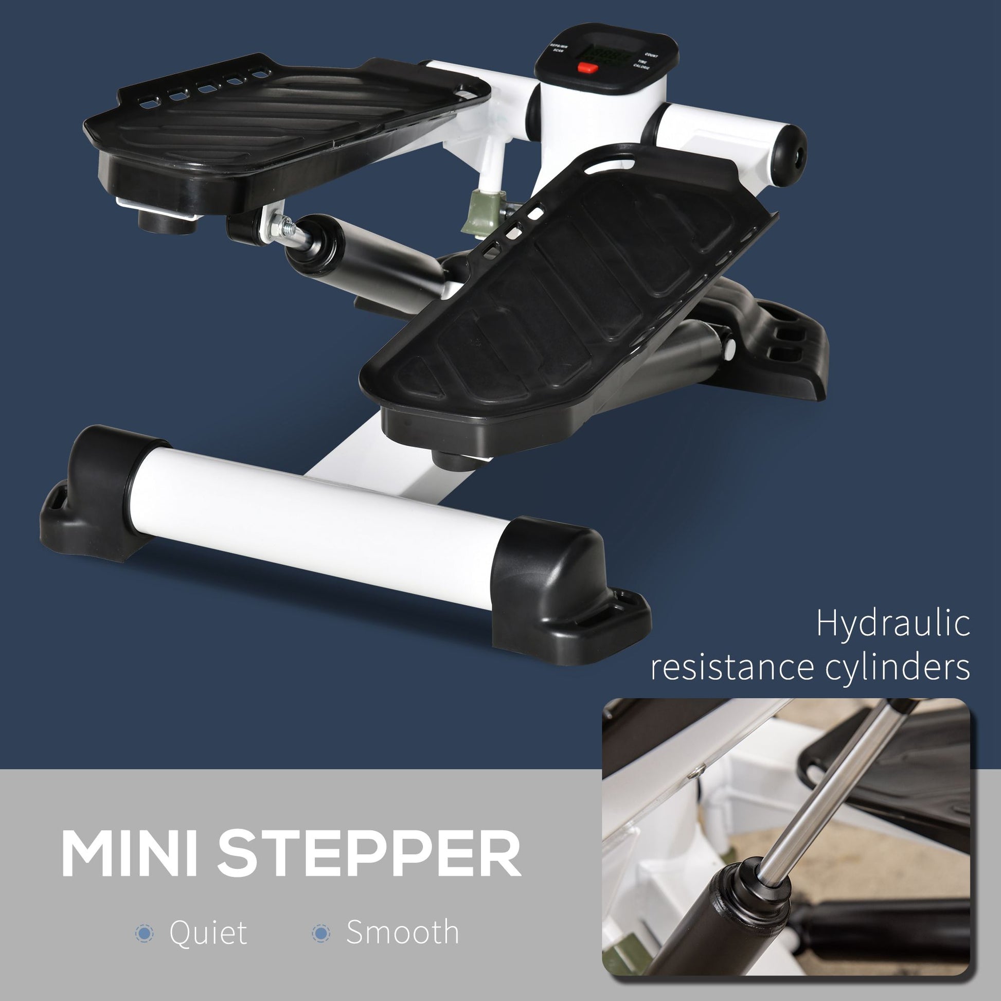 HOMCOM Compact Mini Stepper with LCD Stats for Home and Office Fitness, Black - ALL4U RETAILER LTD