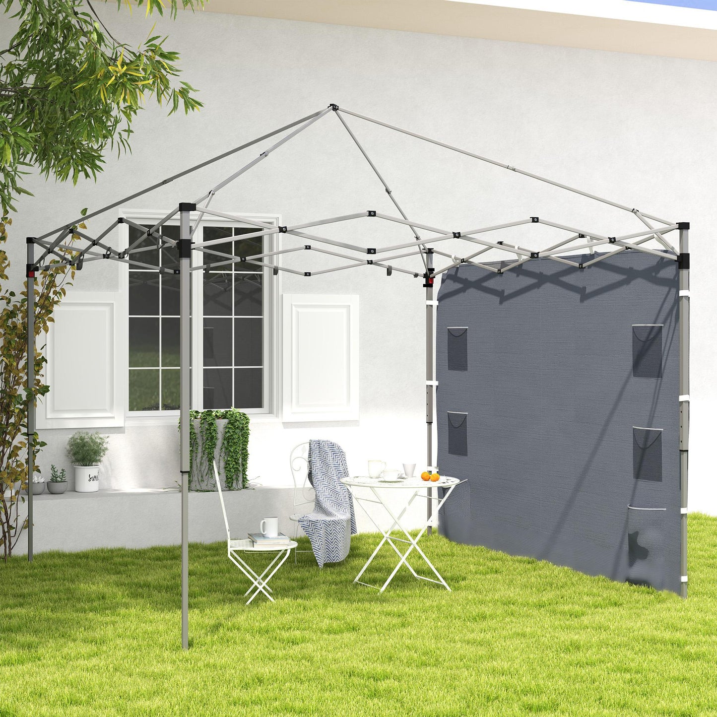 Outsunny 195 x 295cm Replacement Gazebo Sidewall Grey For 3x3m Outdoor Gazebo With Four Mesh Pockets