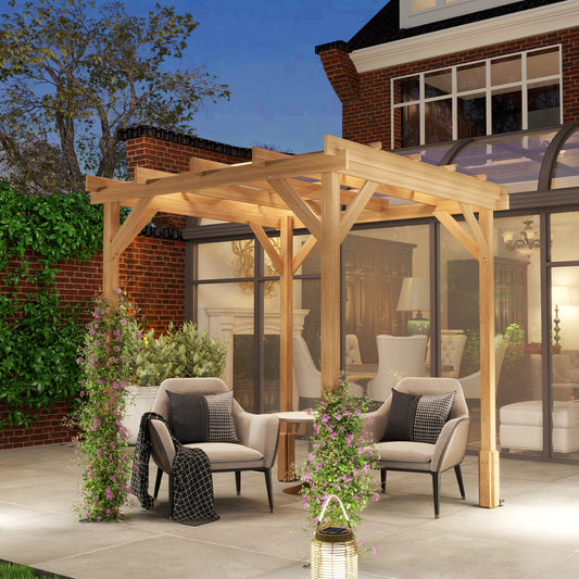 Outsunny 2x2m Wooden Pergola Kit For Garden Gazebo Shelter With Stable Structure Dark Brown Ideal For Climbing Vines