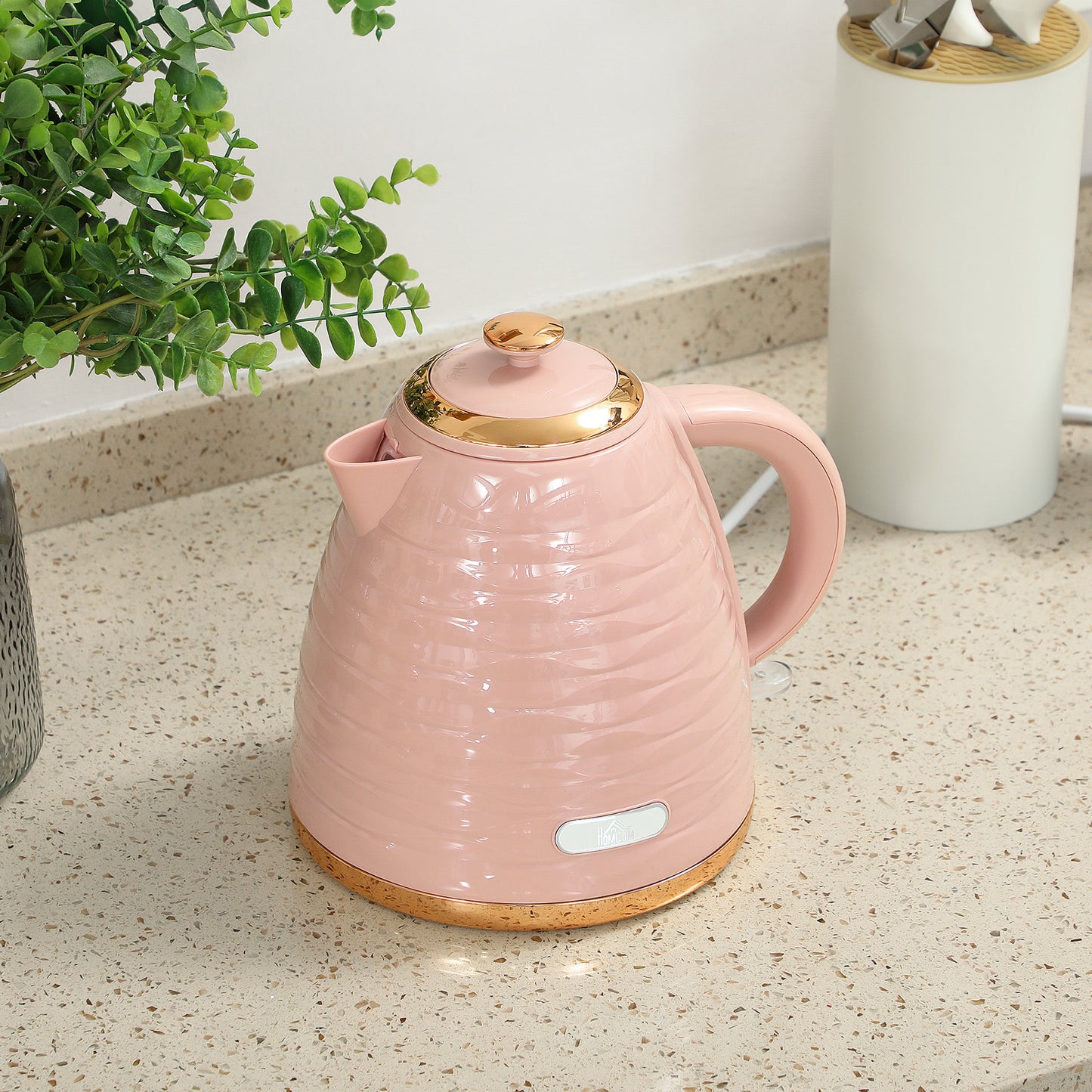HOMCOM 3kW Rapid Boil Honeycomb Kettle In Pink With Boil Dry Protection For Fast Tea And Coffee