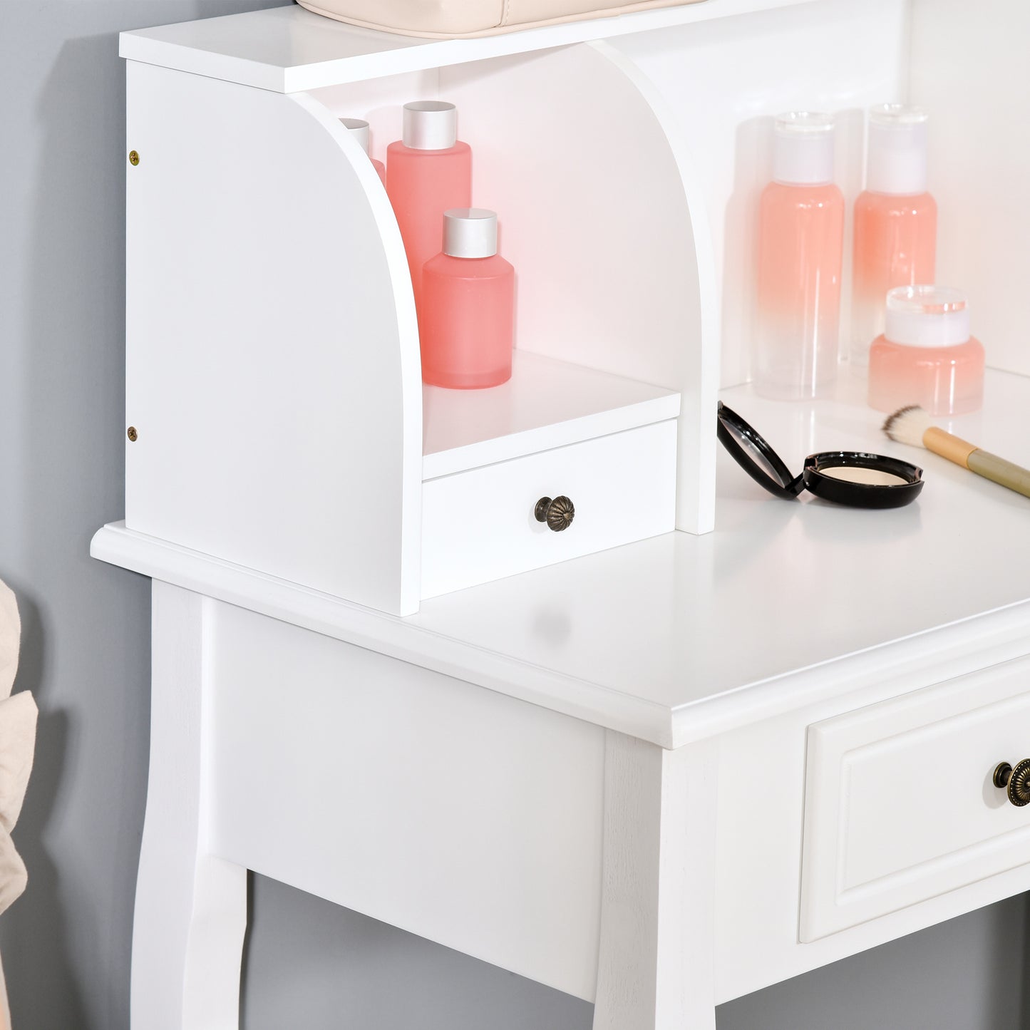 HOMCOM Elegant White Makeup Vanity Table with 4 Storage Drawers and Console Design - ALL4U RETAILER LTD