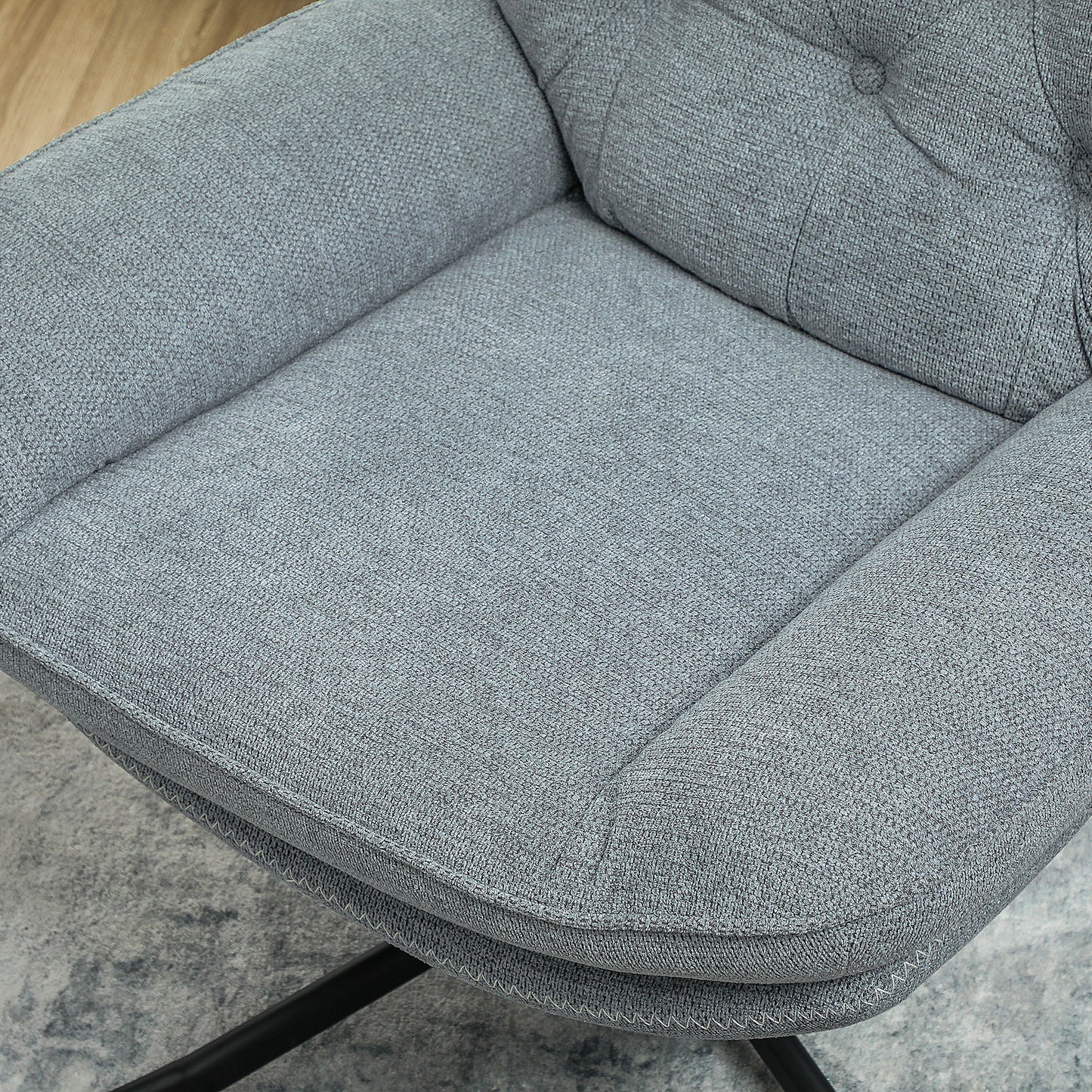 HOMCOM Grey Chenille 360° Swivel Armchair with Padded Seat and Modern Design for Living Room, Bedroom, and Office - ALL4U RETAILER LTD