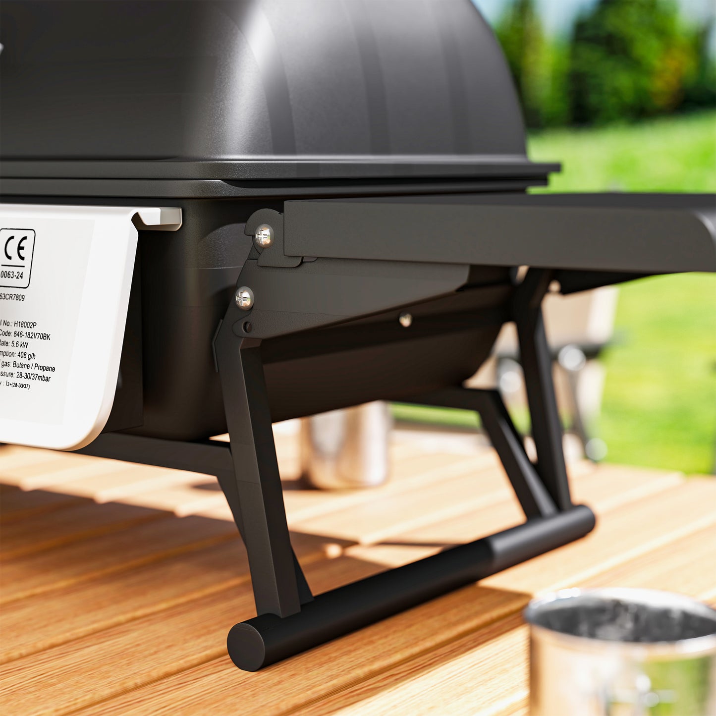 Outsunny Two Burner Compact Gas Grill Black With Piezo Ignition Side Shelves 1800 Square Centimeters Grilling Area