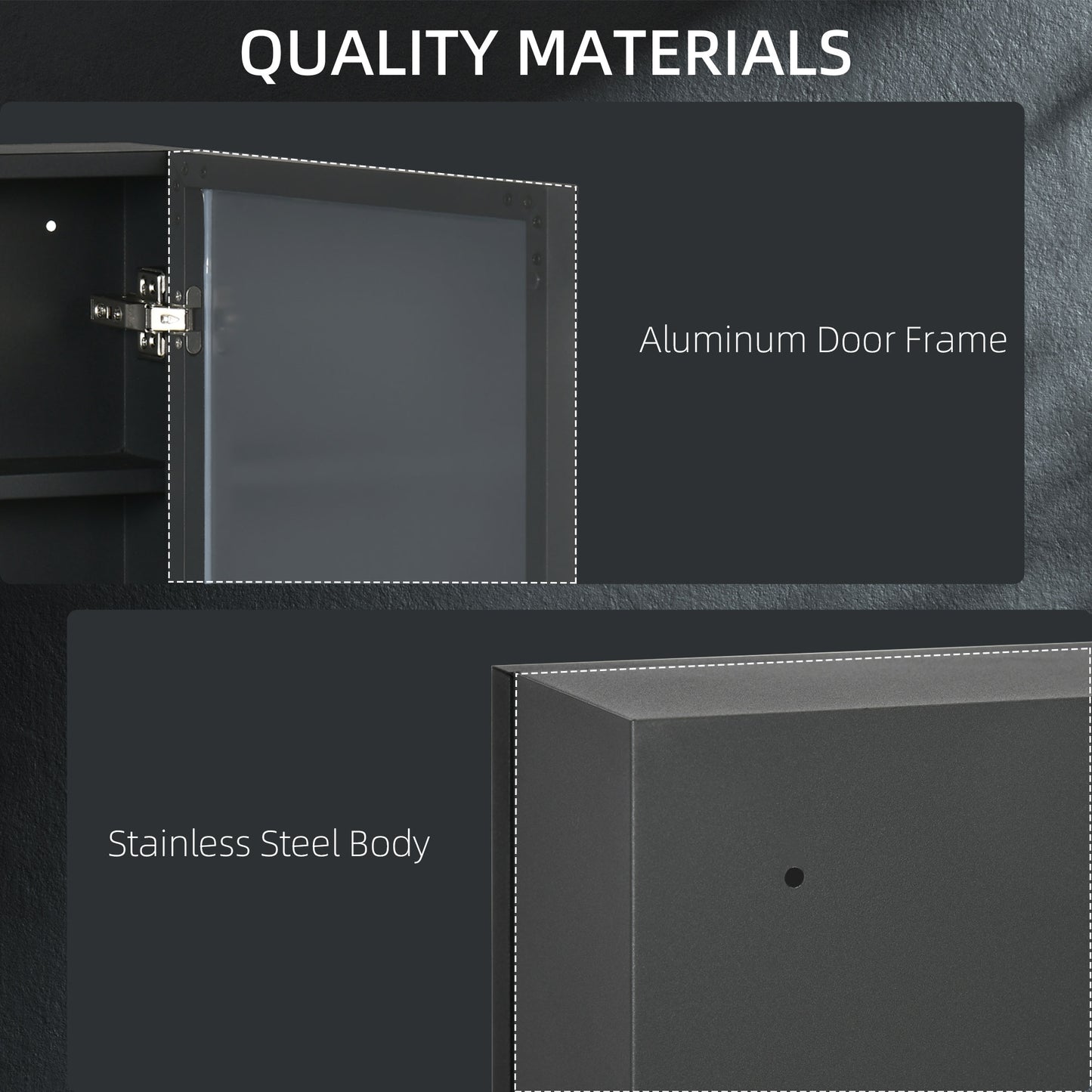 Kleankin Wall Mounted Bathroom Cabinet With Mirror And Storage Shelves Black 40 x 12 x 60 cm Soft Close