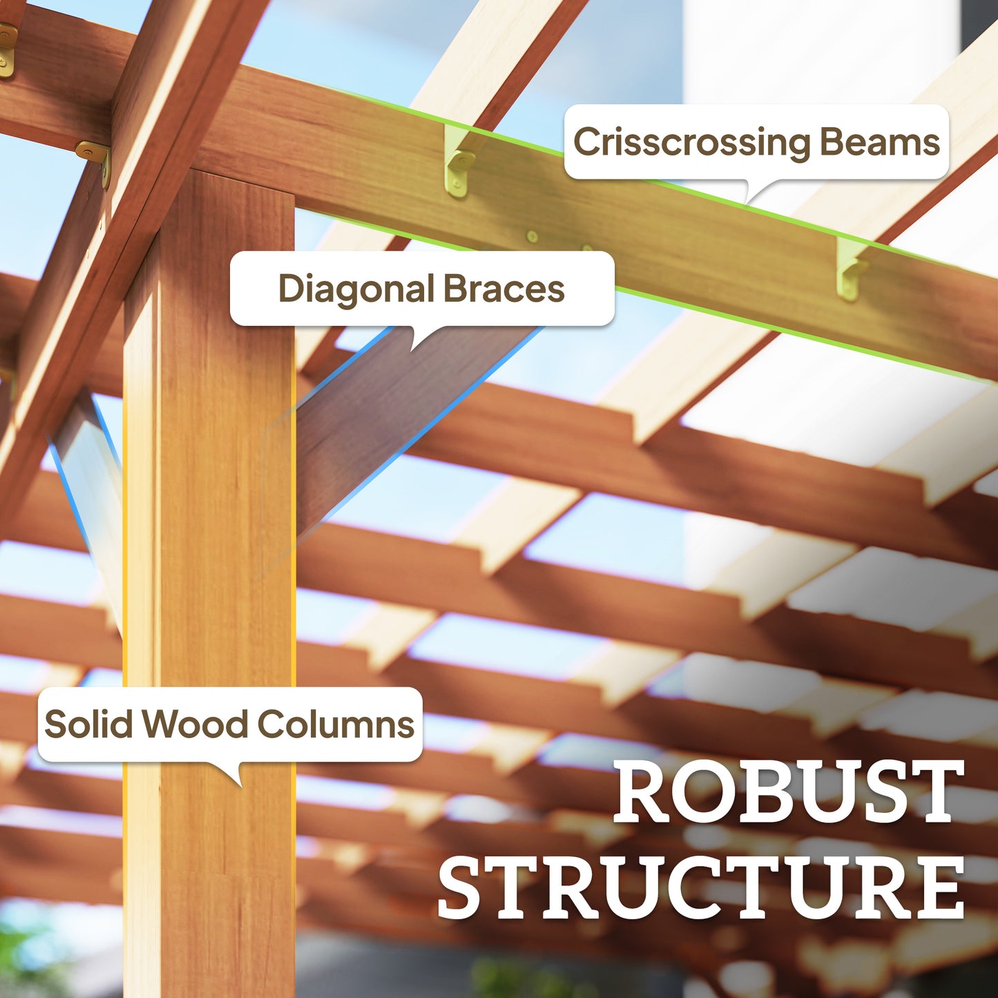 Outsunny Garden Pergola Kit Wooden Gazebo Grape Trellis With Stable Structure 3.6 X 3.6m Dark Brown