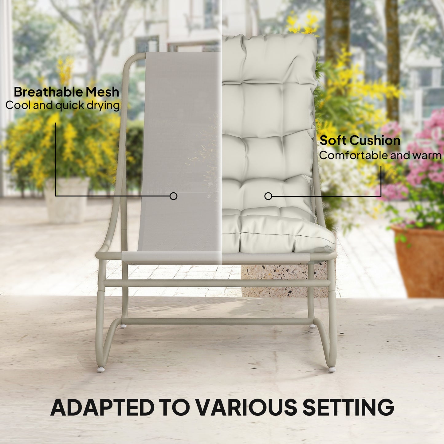 Outsunny Bistro Set Garden 3 Piece Outdoor Table And Chair With Footstool Removable Cushions Comfy Balcony Furniture