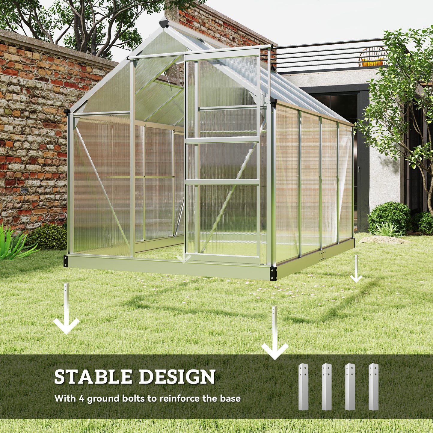 Outsunny 6x8 Ft Walk In Greenhouse With Sliding Door Clear Panels For Garden And Patio