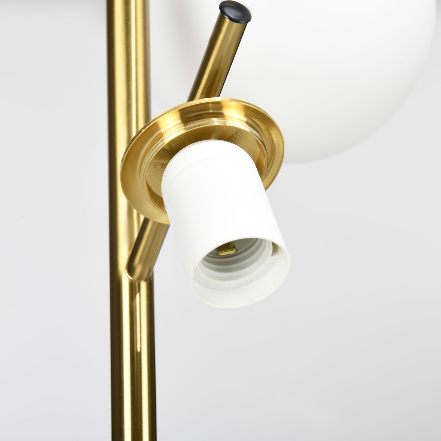 HOMCOM 3 Light Tree Floor Lamp With Globe Lampshades Modern Gold Tone Standing Light 3000K 4000K 6000K Temperatures