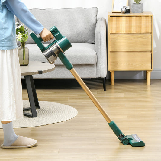 HOMCOM Green Cordless 2500rpm Rechargeable Stick Vacuum Cleaner with Accessories - ALL4U RETAILER LTD