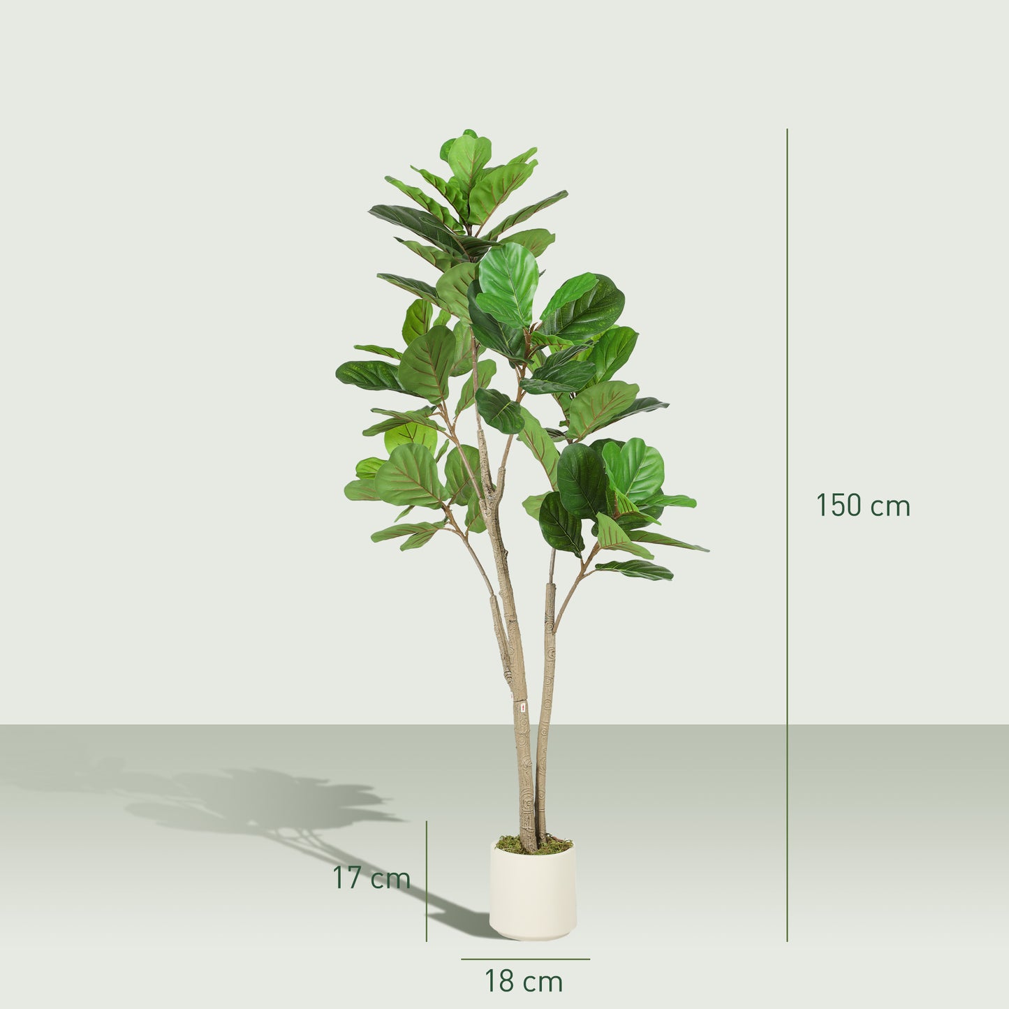 HOMCOM 150cm Artificial Ficus Tree in White Cement Planter with Weighted Base for Realistic Green Indoor Decor