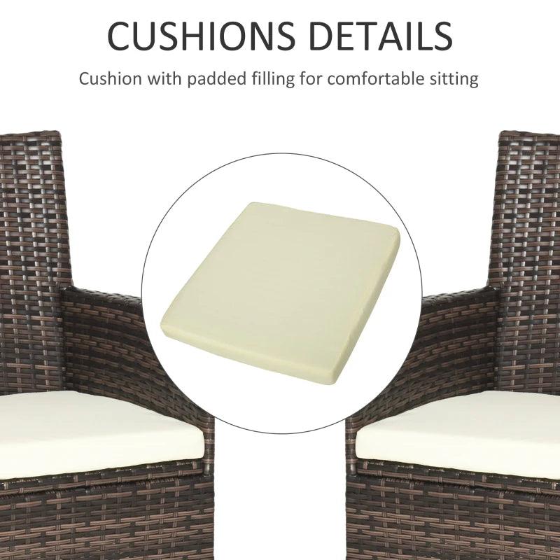 Outsunny 4-Piece Rattan Chair Set with Cushioned Patio Sofa Chairs - Outdoor Rattan Furniture for Comfortable Living - ALL4U RETAILER LTD