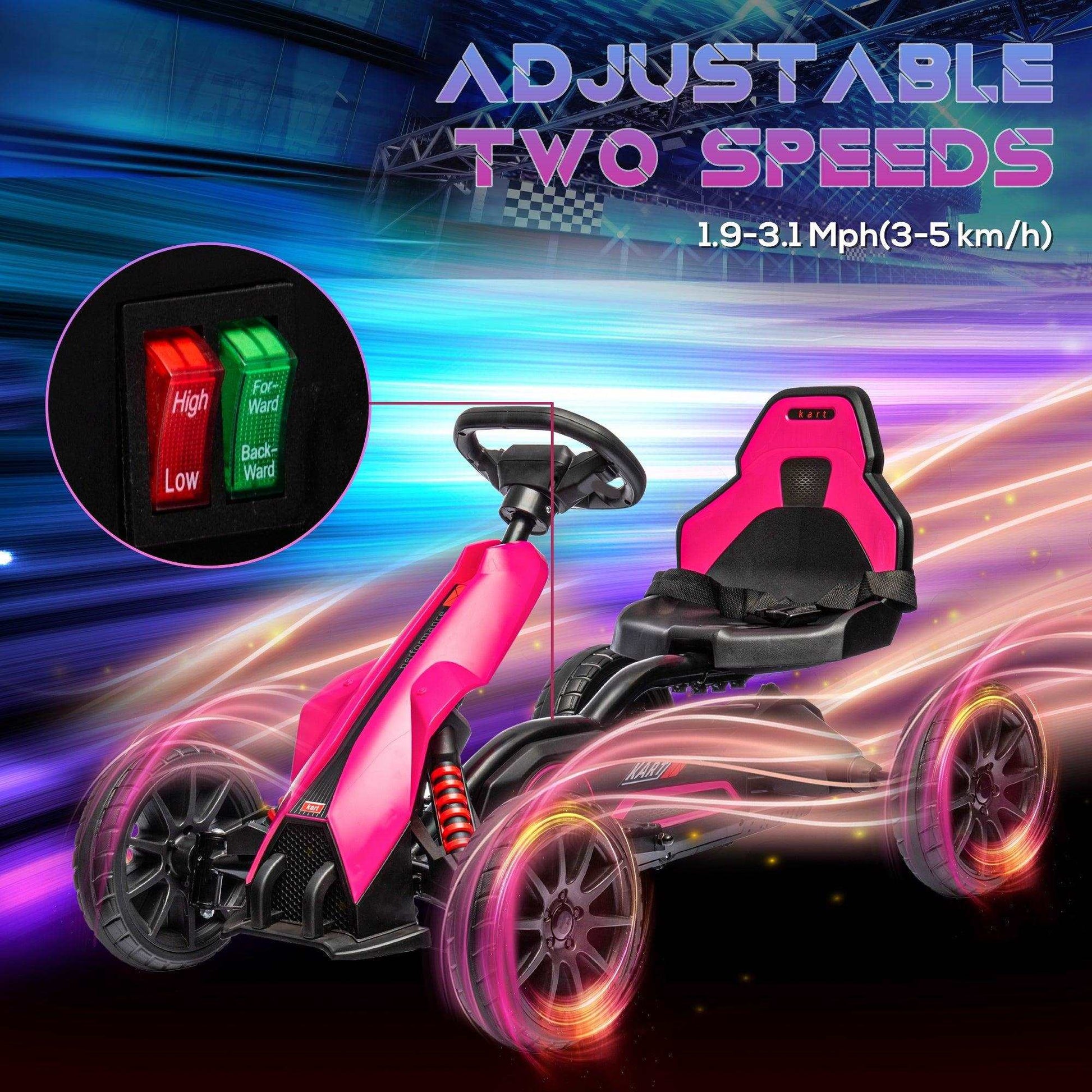 HOMCOM 12V Electric Go Kart w/ Forward Reversing 2 Speeds for 3-8 Yrs - Pink - ALL4U RETAILER LTD