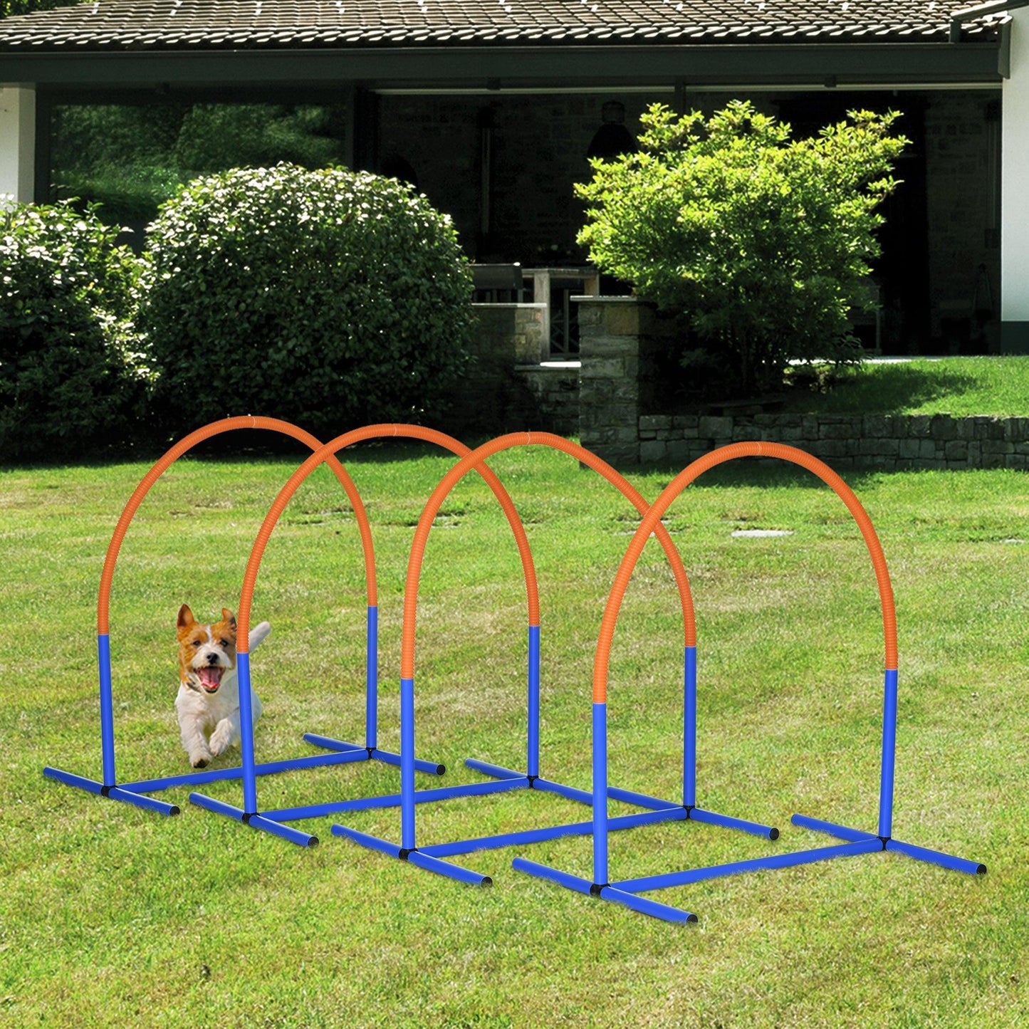 PawHut 4PCs Portable Dog Agility Equipment Blue - ALL4U RETAILER LTD