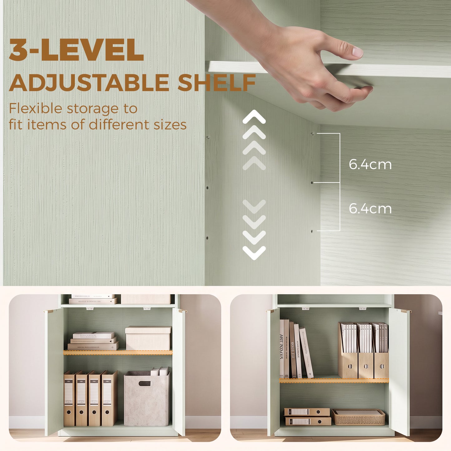 Homcom 6 Tier Slim Bookshelf With Adjustable Shelf And Cabinet Light Green