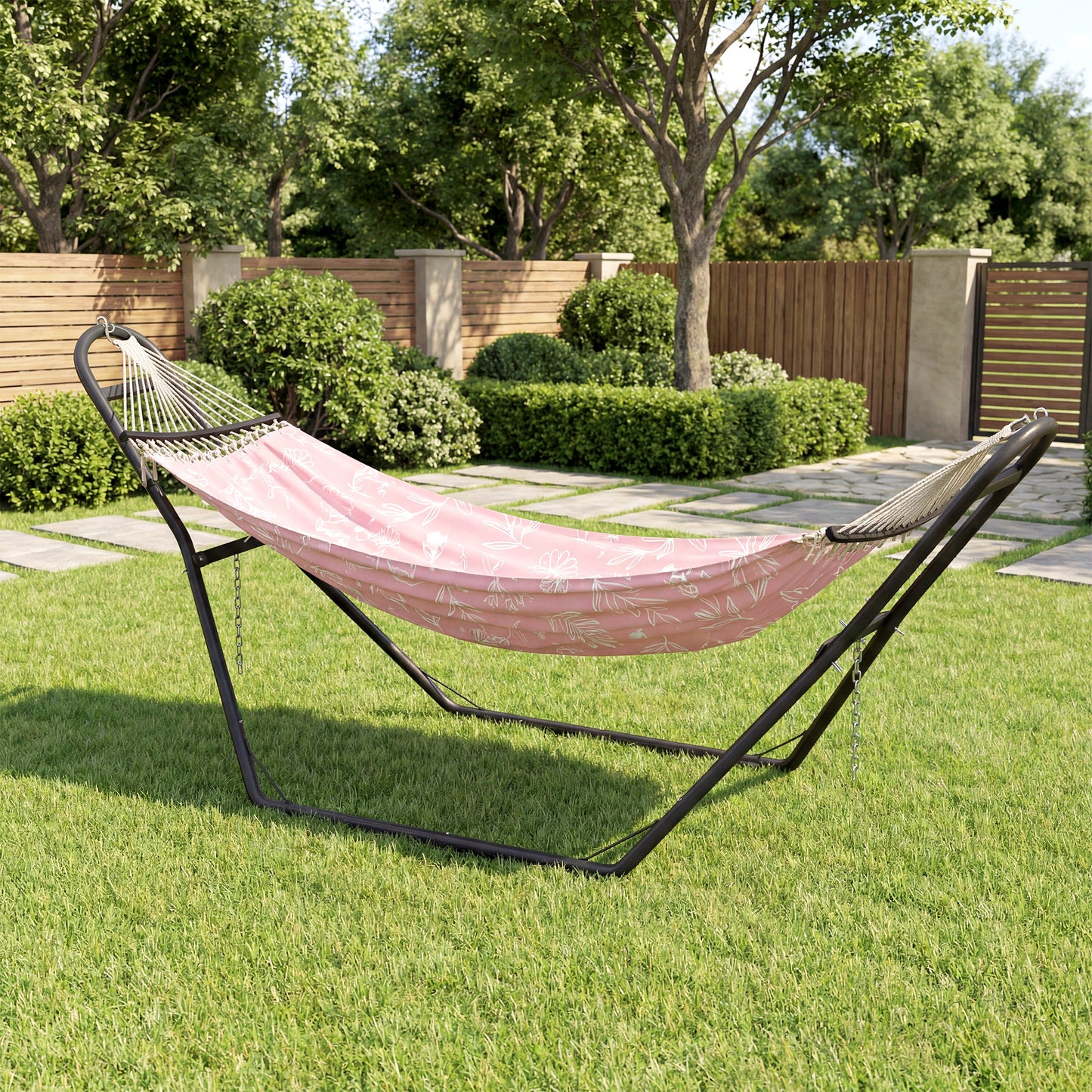 Outsunny 9ft Hammock Stand Adjustable Frame with Non Slip Feet for Indoor Outdoor 250 Kg Capacity Black