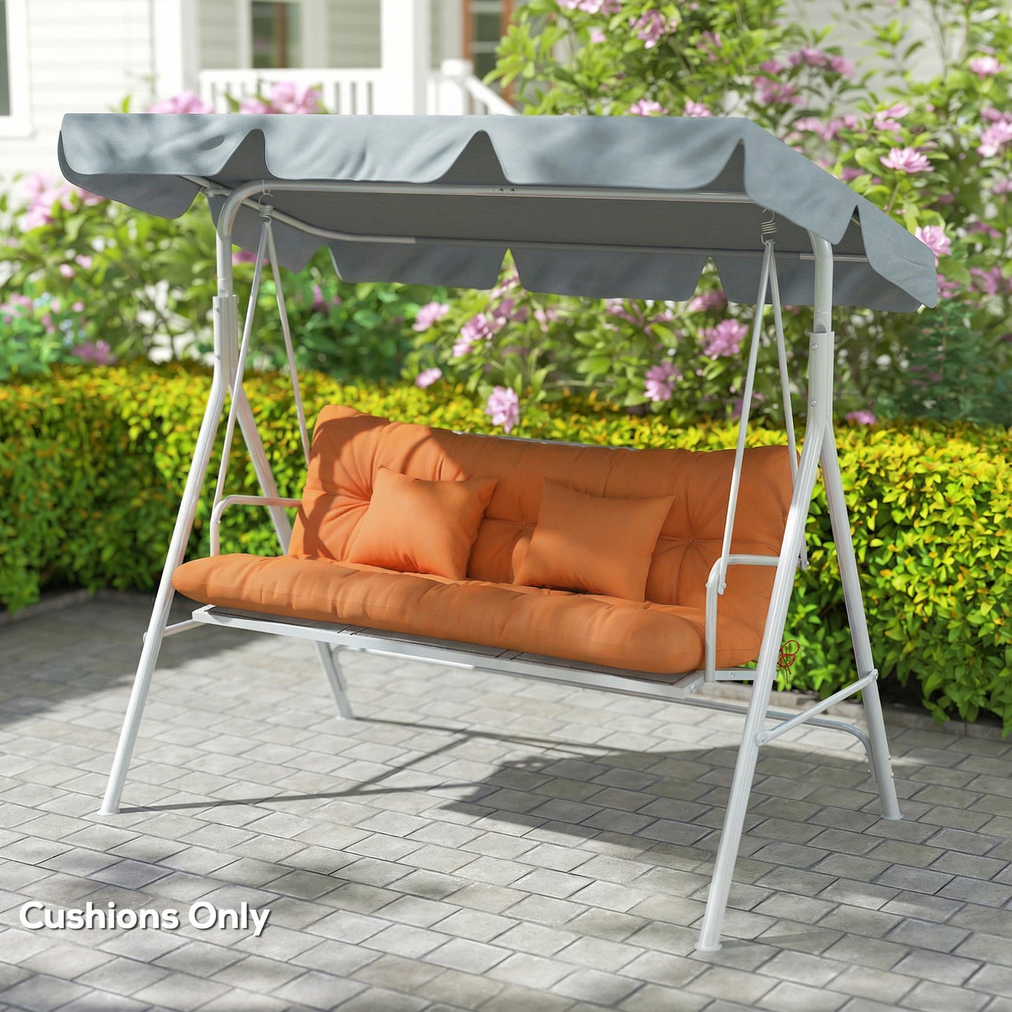 Outsunny Outdoor Seat Cushions Set With Two Cushions And Two Pillows Water Repellent For 3 Seater Chair Orange