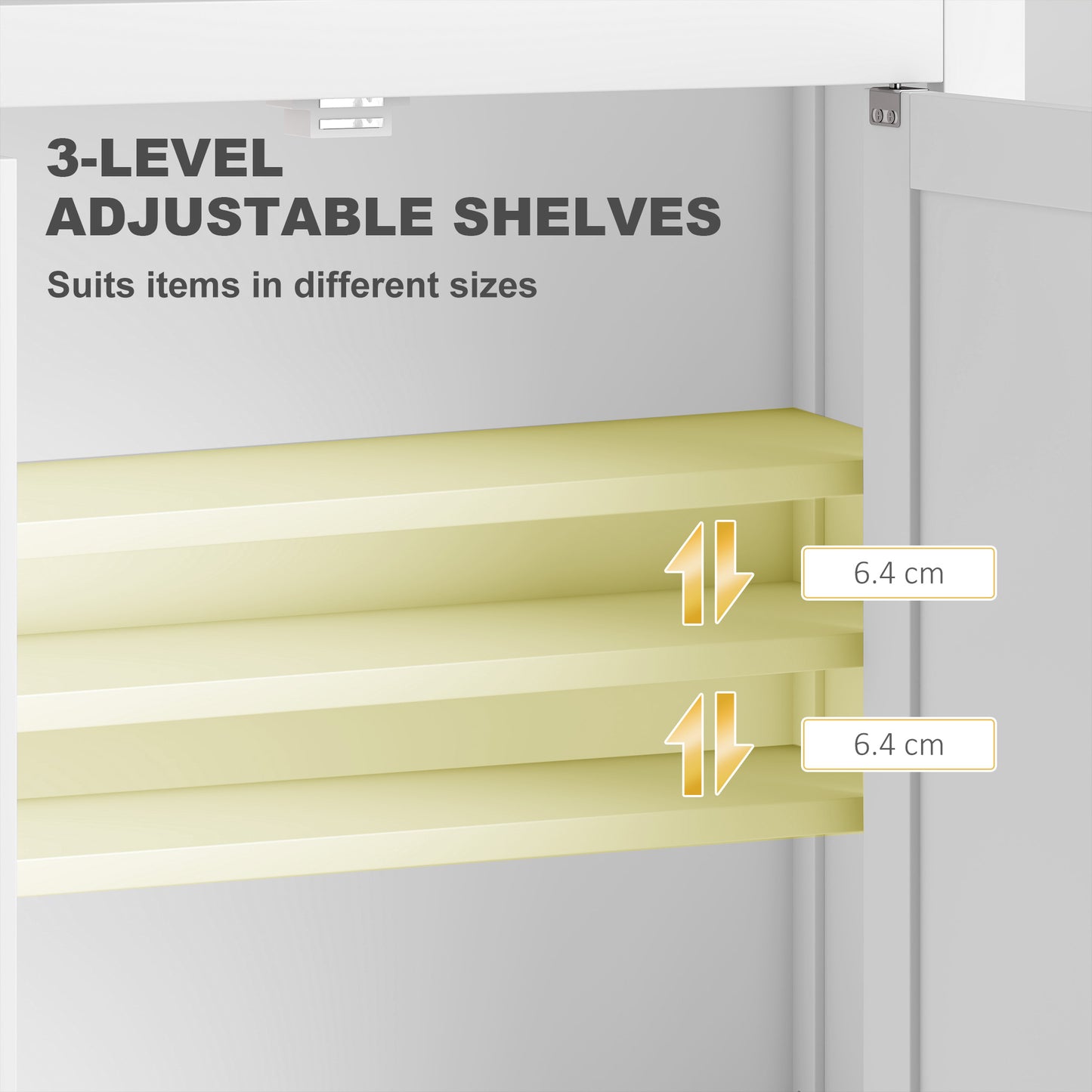 HOMCOM White Bathroom Wall Cabinet With Adjustable Shelves For Space Saving Wall Mounted Bathroom Storage