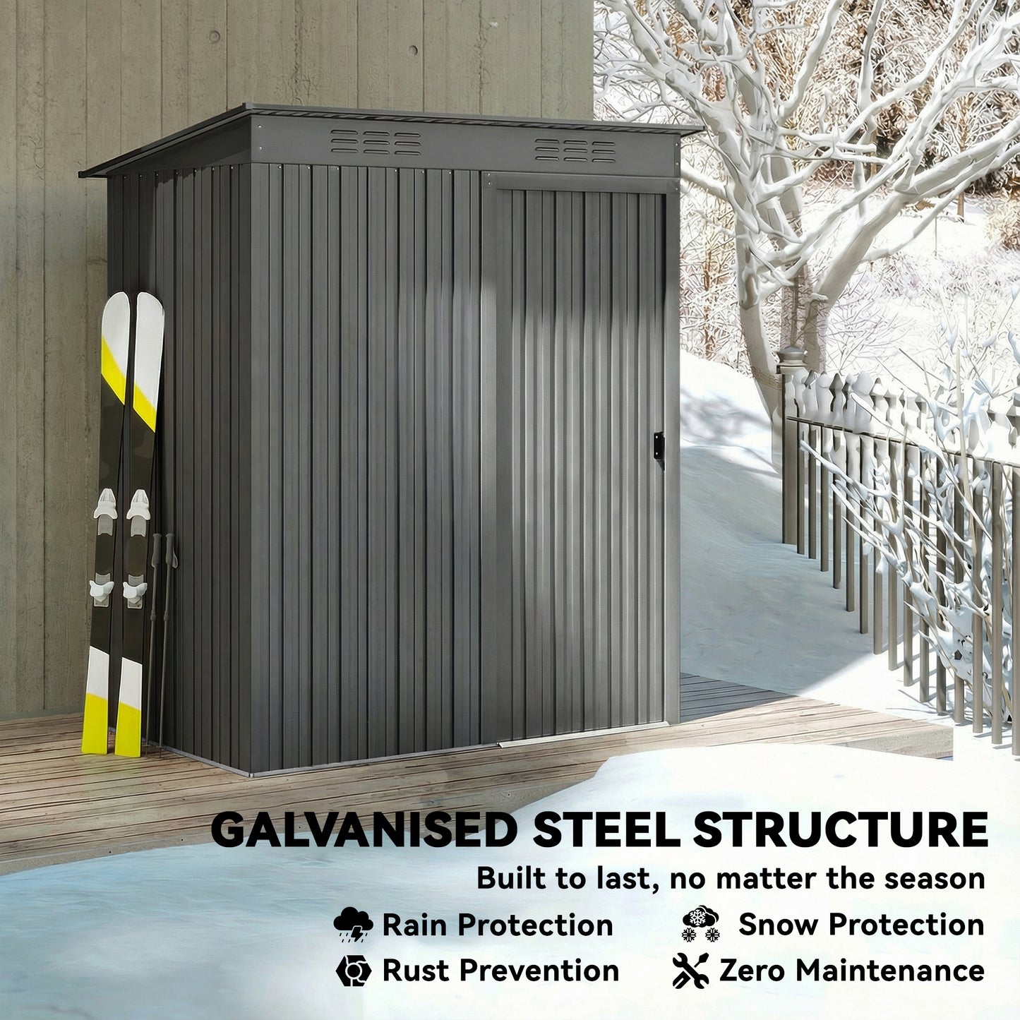 Outsunny 5 X 3.5 Ft Metal Garden Storage Shed With Effortless Assembly And Waterproof Outdoor Use Light Grey