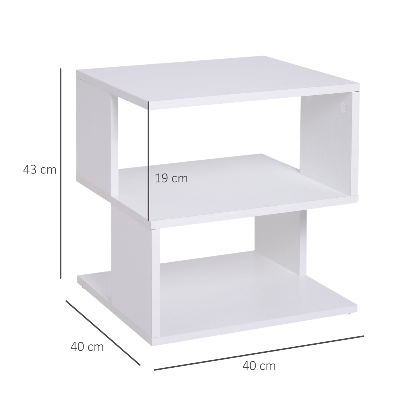 HOMCOM Set of 2 Side Tables Square End Tables Modern 2 Tier Storage Shelves for Living Room Bedroom White