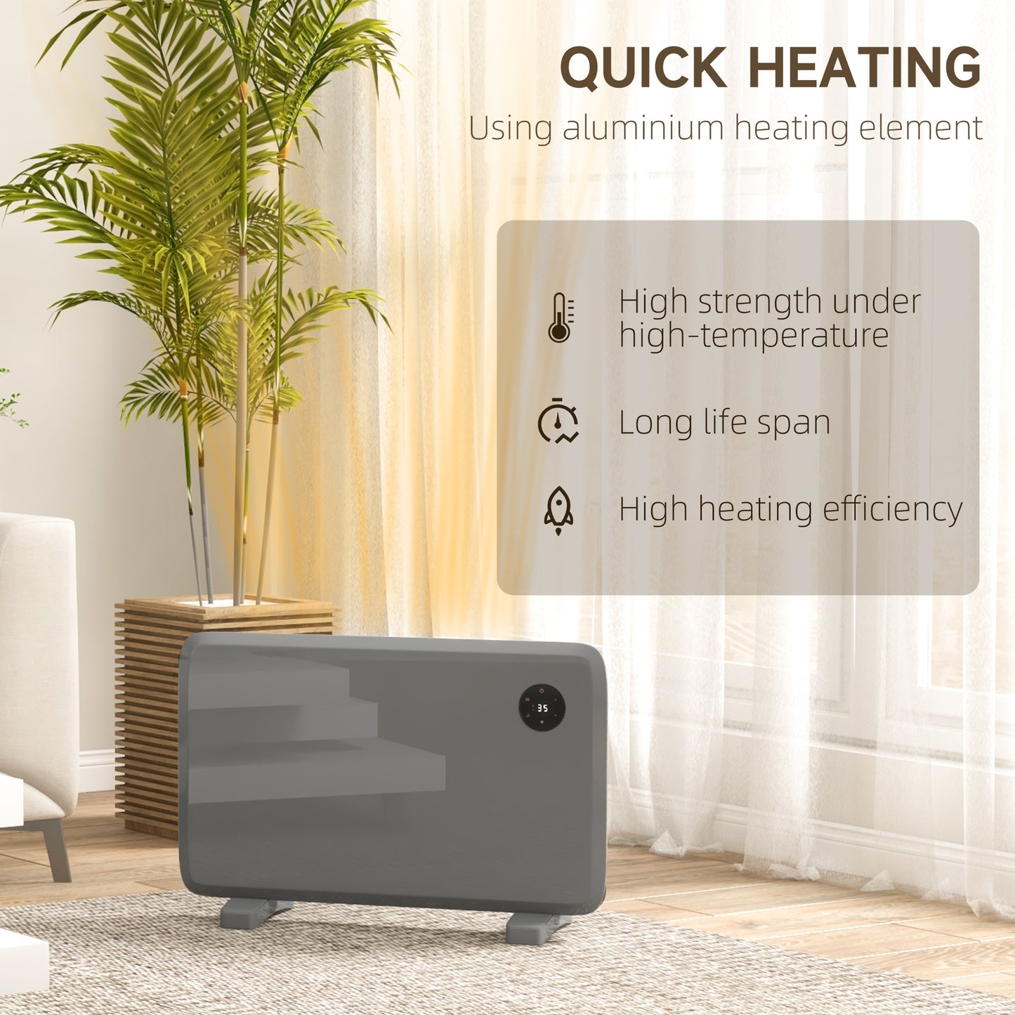 HOMCOM 1200W Adjustable Electric Convector Space Heater - Freestanding & Wall Mountable with Remote, Timer, and Overheat Protection, Grey - ALL4U RETAILER LTD