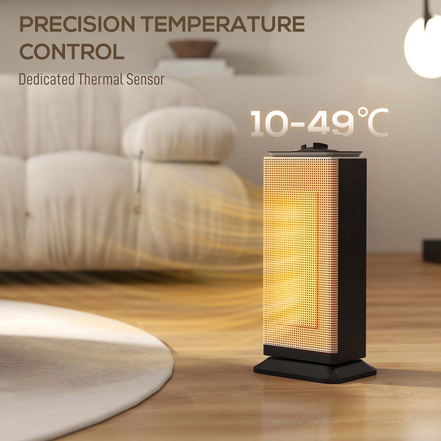 HOMCOM 2000W Ceramic Electric Heater With Fan Oscillation Dual Safety Overheat Tip Over ERP Energy Saving Black