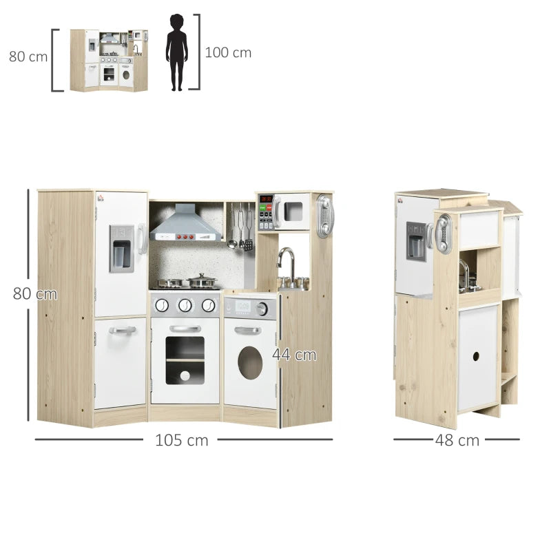 HOMCOM Kids Kitchen Playset with Accessories and Storage Space - ALL4U RETAILER LTD