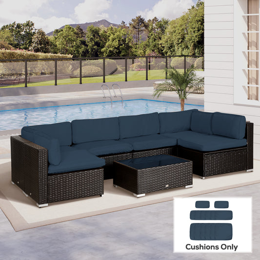 Outsunny 14 Piece Mixed Cushion Cover Set Outdoor Blue For Seat And Back Cushions With Zippers